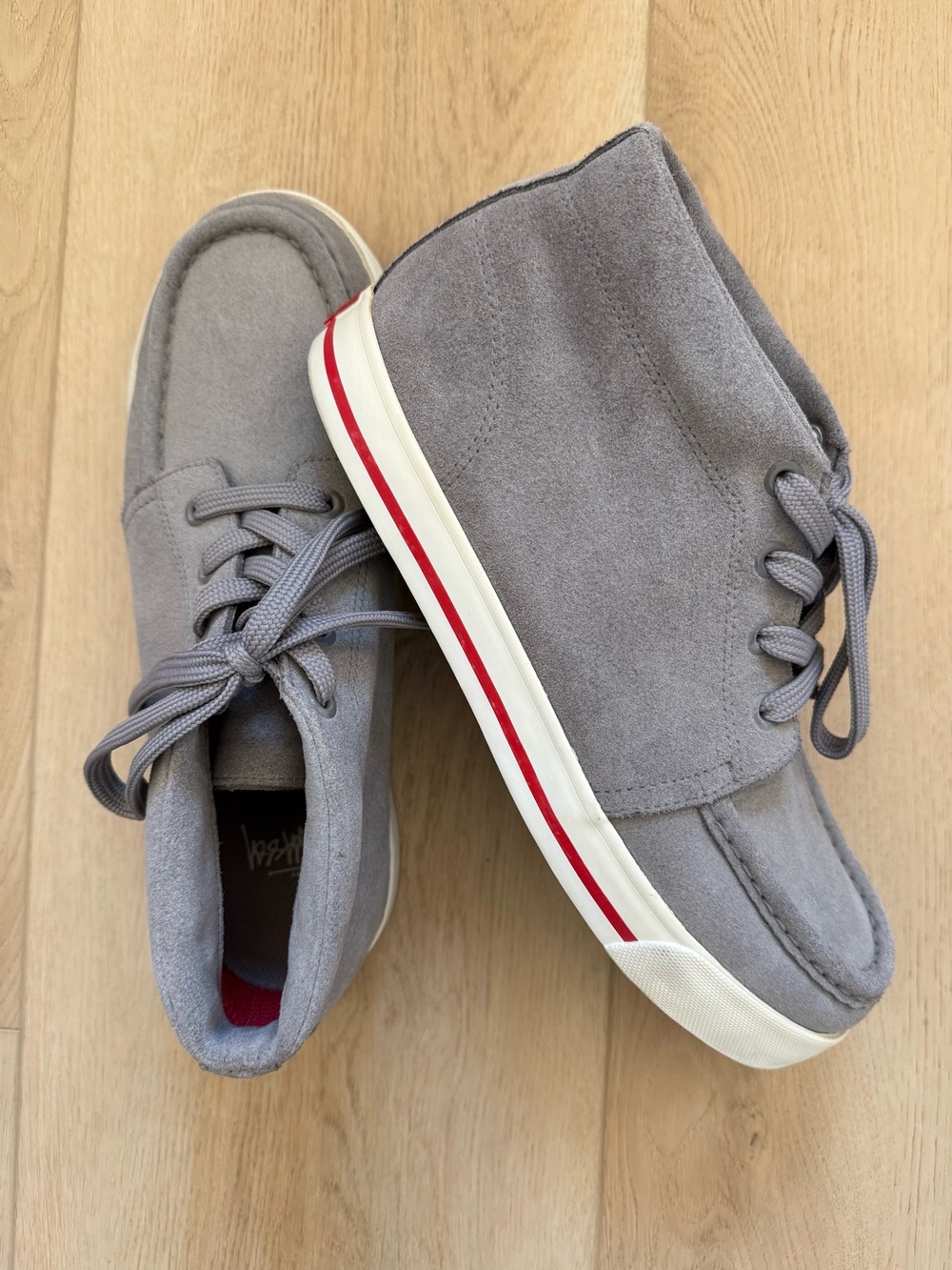 Stussy Men's Suede Casual Lace-Up Chukka Shoes Boots in Gray Size 8